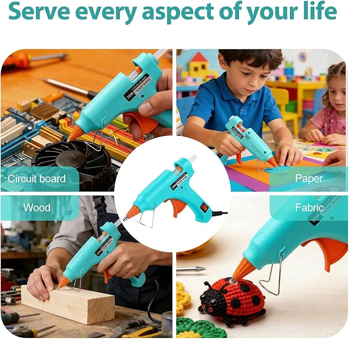 Mini Hot Glue Gun 10pcs Glue Stick Hot Glue Gun Set For Quick Repair Artist DIY Art Home 20w Lake Blue