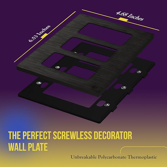 ENERLITES Elite Series Screwless Decorator Wall Plate Child Safe Outlet Cover, Gloss Finish, Size 3-Gang 4.68" H x 6.53" L, Unbreakable Polycarbonate Thermoplastic, SI8833-BDB, Brushed Dark Bronze