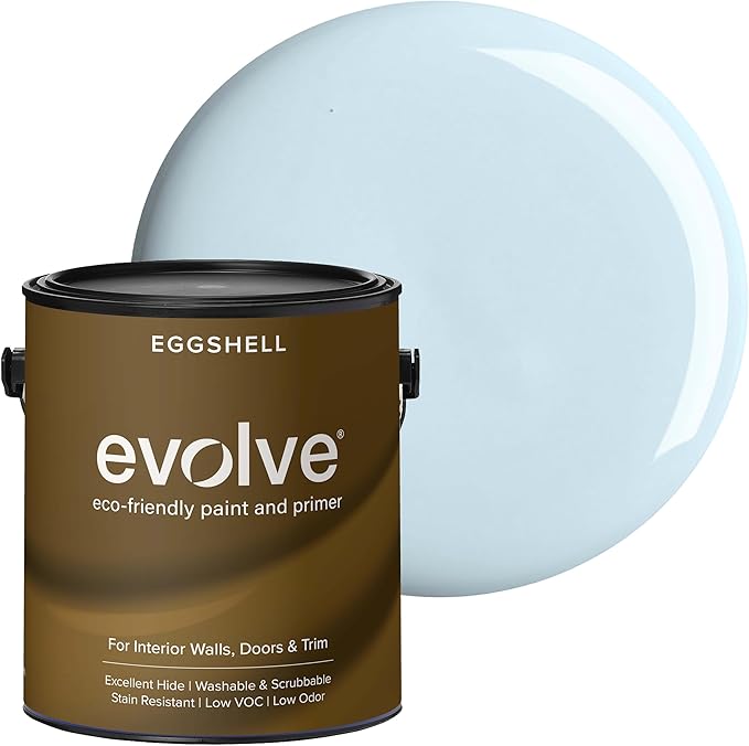 EVOLVE Paint & Primer: Environment-friendly, Low Sheen with One-coat Coverage for Interior & Exterior surfaces (Sky Blue, 1-Gallon)