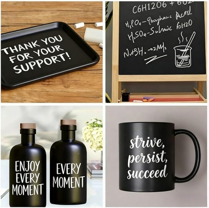 Chalkboard Blackboard Paint Chalk Board Paint for Wood, Metal, Glass, Wall, Plaster Boards Sign, Frame, Interior/Exterior, All-in-One Primer & Top Coat, Black Matte Finish, Acrylic, Non-Toxic 17oz