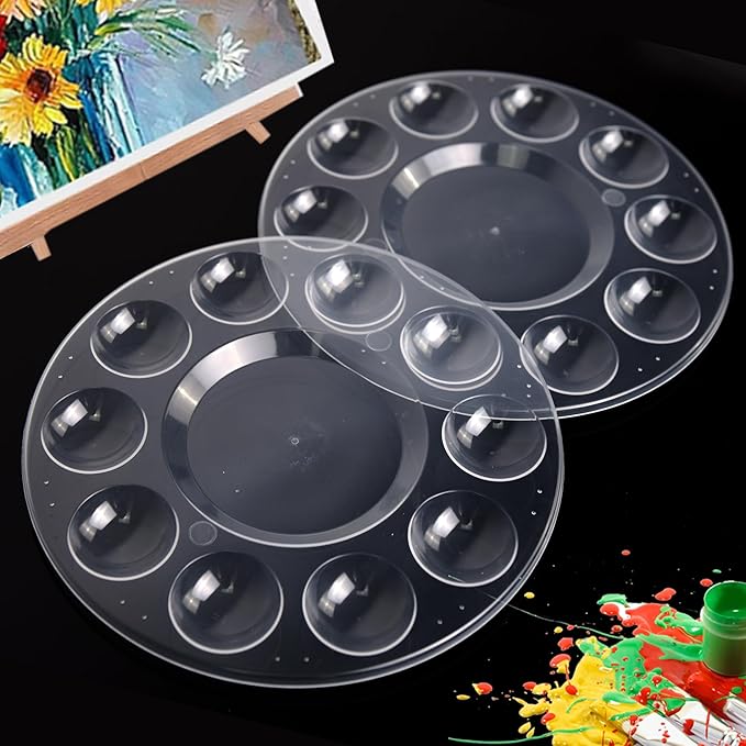 Paint Tray Palette,60pcs Paint Trays for Kids,Plastic Paint Pallet or Pupils to Painting,DIY Craft,Play Party at Home,Kindergarten or School(Clear)