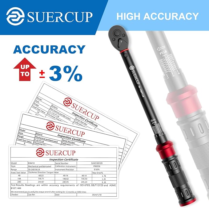 1/4" 3/8" 1/2" Torque Wrench - 20-240In.Lb, 5-45Ft.Lb, 10-170Ft.Lb