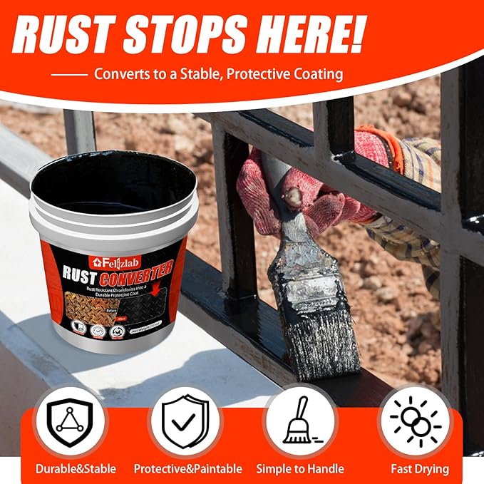 2-in-1 Rust Converter & Metal Primer, 141oz Rust Reformer Paint for Metal, Automotive Rust Remover, UV & Heat Resistant Anti-Corrosion Coating, Industrial-Grade Water-Based Rust Inhibitor
