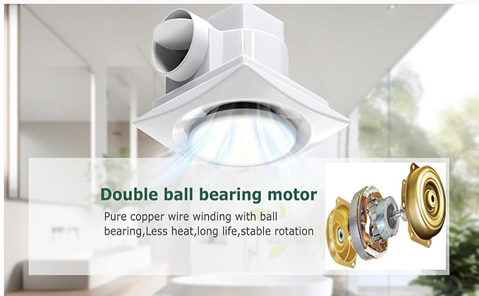 Nalle Ventilation Fans Bathroom Exhaust Fan with Light 9.6 inch Panel 6000K 12W Round LED 112 CFM 1.0 Sones 4 Inch Duct,110V Ceiling Mount Exhaust Fan for Shower,Bathroom,Office,Home(YFL-200)