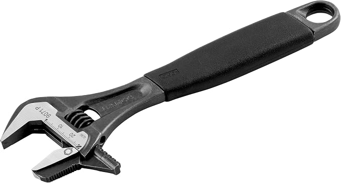 Bahco BAH9073RPUS 12" SAE Ergo Combination Industrial Black Finish Adjustable/Pipe Wrench, Reversible Jaw for Dual Functionality, Aggressive Angled Teeth, Thermoplastic Handle, and Slim Tapered Jaws | Aggressive Angled Teeth, Slim Tapered Profile, Ther...