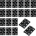 MY MIRONEY 20PCS Stainless Steel Folding Hinges 1-5/7 Inch Black Cabinet Door Hinge Home Furniture Hardware Hinge for Wooden Box, Door and Window, DIY Projects