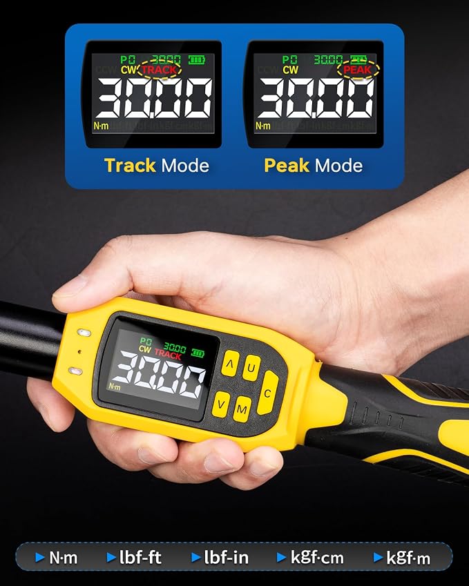 Digital Torque Wrench 1/4" Drive, 1.1-22.1 Ft-lb/1.5-30 N.m (±1% Accuracy) | Color LCD, Buzzer & LED Alert, 12PC Bike Torque Wrench Digital with Sockets & Adapters for MTB, Motorcycle & DIY