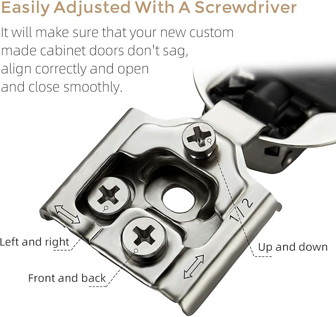 Ravinte 50 Pack 25 Pairs 1/2 inch Overlay Soft Close Hinges for Kitchen Cabinet Hinges Satin Nickel Hidden Hinges Stainless Steel Concealed Hinge self Closing