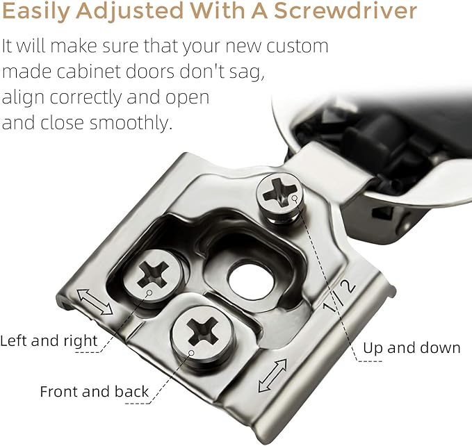 Ravinte 30 Pack 15 Pairs 1/2 inch Overlay Soft Close Hinges for Kitchen Cabinet Hinges Satin Nickel Hidden Hinges Stainless Steel Concealed Hinge self Closing