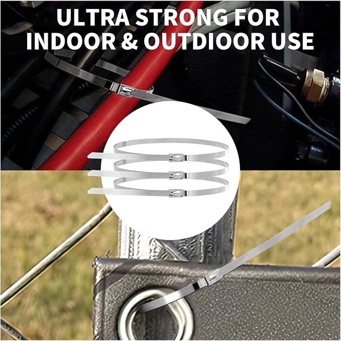 1000Pack Stainless Steel Cable Zip Ties 12 inch 304 Metal Cable Ties with 270lbs Tensile Strength Heavy Duty Zip Ties for Farms Pipes Roofs Workshop Outdoor Fence Use
