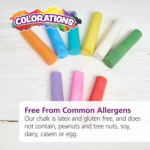 Colorations Jumbo Washable Chalk, Set of 126, Each Piece 4” x 1”, Bulk Outdoor Play Supplies, Non-Toxic, 4+, Classroom Must Haves, Party Favors