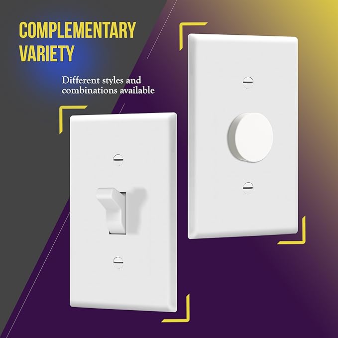 ENERLITES Toggle Light Switch Wall Plate, Gloss Finish, Size 1-Gang 4.50" x 2.76", Unbreakable Polycarbonate Thermoplastic, 8811-W, White