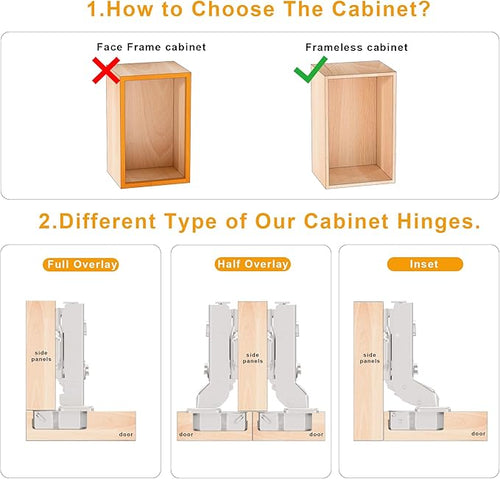 10pcs Inset Cabinet Hinge Frameless Concealed Door Hinges European Soft Closing Four-Hole Mounting Plate Hinges Nickel Plated Finish