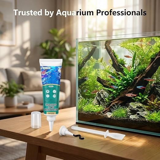 JAOJAO Black Aquarium Silicone, Aquarium Safe Silicone Sealing Waterproofing Strong Adhesion Fish-Safe Fast Curing Good Flexibility Underwater Bonding for Fish Tank Pools, 120ml