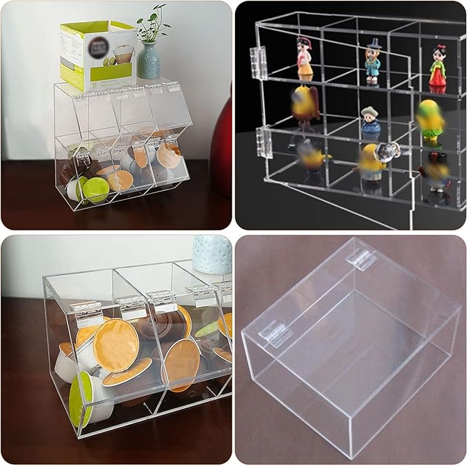 12 Pcs Acrylic Self Adhesive Small Transparent Continuous Hinge Tools for Cabinet Drawer Furniture DIY Display Stand 45x35 mm