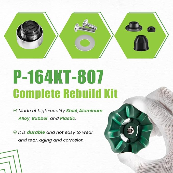 P-164KT-807 Rebuild Kit, Replace for P-164KT-807 P-164 Overhaul Kit, Include P-164KT-805 Soft-Grip Handle Kit, Fit for P-164 Original or Diamond Series Wall Hydrant