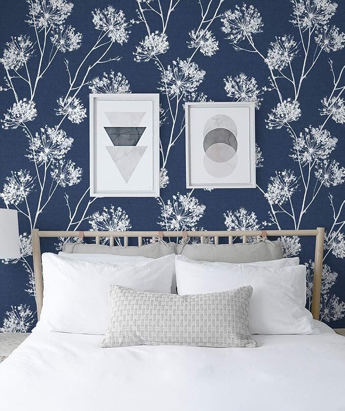 NextWall One O'Clocks Botanical Peel and Stick Wallpaper (Denim Blue)
