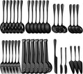36-Piece Stainless Steel Serving Utensil Set – Complete Buffet Essentials with Spoons, Forks, Tongs, Ladle & More. Perfect for Wedding, Holiday, Catering, and Family Gatherings (Black)