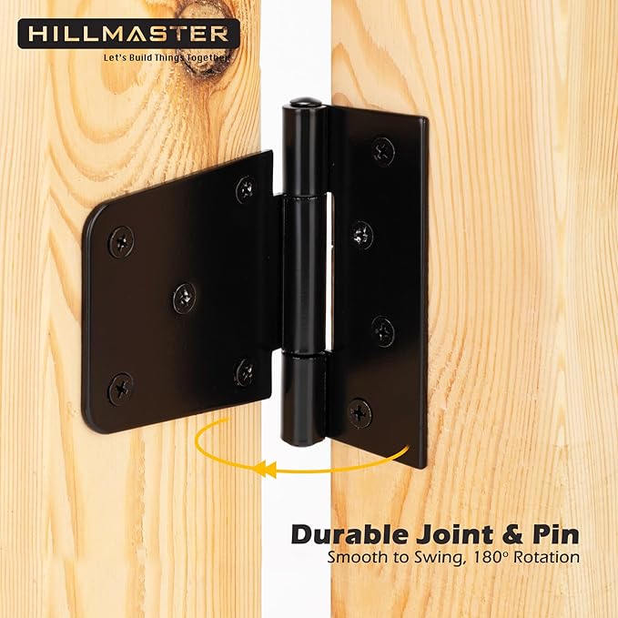 HILLMASTER 3.5 inch Heavy Duty Gate Hinges Fence Door Hinges Durable Gate Strap Hinge for Indoor Outdoor, Gate Hardware Kit for Shed, Wooden Fences, Vinyl Fence Gate, Barn Door, Garage, 4 Pack