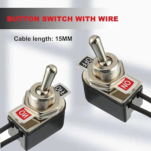 Heavy Duty Toggle Switch SPST 2 Pin ON/Off Rocker Toggle Switch 6A/125V 3A/250V for Car Truck Boat Marine Black Shell(2PCS)