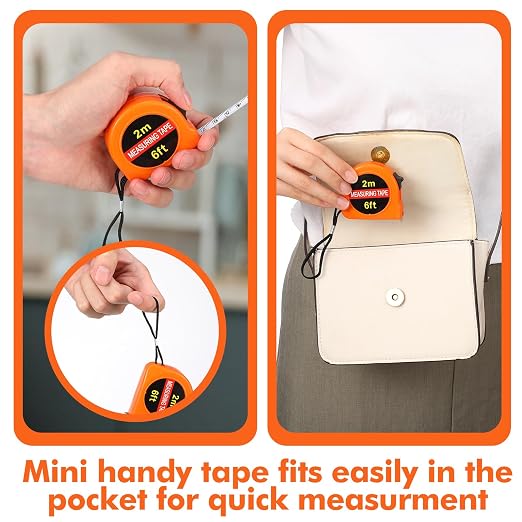 Copkim 50 Pcs Small Tape Measure Keychain Bulk Back to School Gifts 6ft 2m School Mini Measuring Tape Retractable, Metric and Inch, Retractable Handy Pocket for Daily Use Prizes Rewards(Orange)