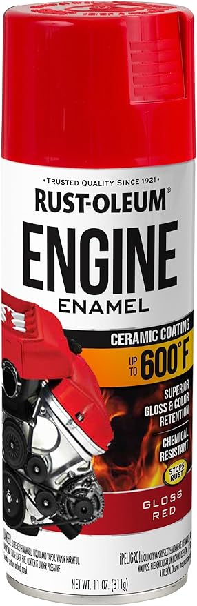 Rust-Oleum 363569 Engine Enamel Spray Paint, 11 oz, Gloss Red, (Pack of 1)