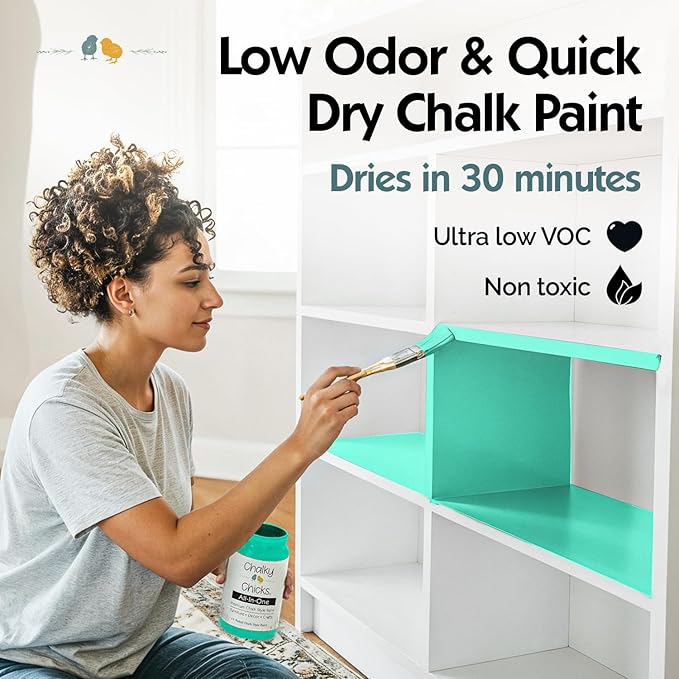 Chalky Chicks Chalk Paint for Furniture, Craft, Cabinet, Wood - Spray Paint-Ready for Home Decor - Cenote (Teal Blue) 16 Fl Oz (Pack of 1)