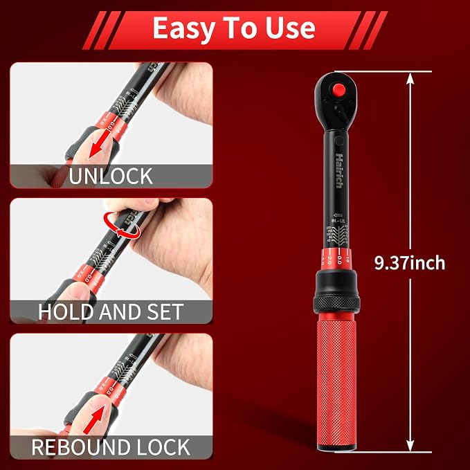 Hairich 1/4-Inch Torque Wrench, Dual-direction Small Torque Wrench 20-220in.lb/2.3-24.9Nm, 72 tooth High Precision Professional with Dual Range Scales | 72 tooth High Precision Professional with Dual Range Scales,Dual-direction Small Torque Wrench
