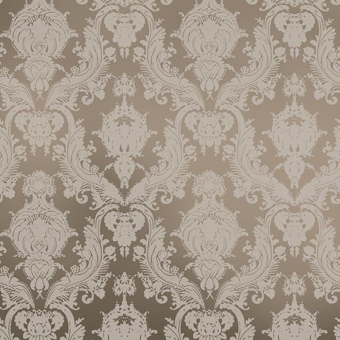 Tempaper Textured Beige Damsel Removable Peel and Stick Damask Wallpaper, 20.5 in X 16.5 ft, Made in the USA
