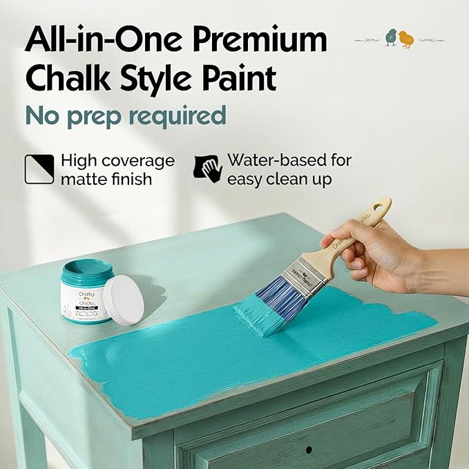 Chalky Chicks 32 Fl Oz Matte Mermaid (Green Teal) Chalk Paint for Furniture Without Sanding, No Prep Furniture Paint No Sanding All in One for Crafts, Wood, Walls, Cabinet, Metal, Dresser, Farmhouse