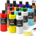 Shuttle Art Acrylic Paint, 15 Pack Acrylic Paint Large Bottle Set, 473ml/16oz Each, 14 Unique Colors and 1 More White, High Viscosity Art Paint for Artists, Beginner & Kids on Rocks Canvas WoodCeramic