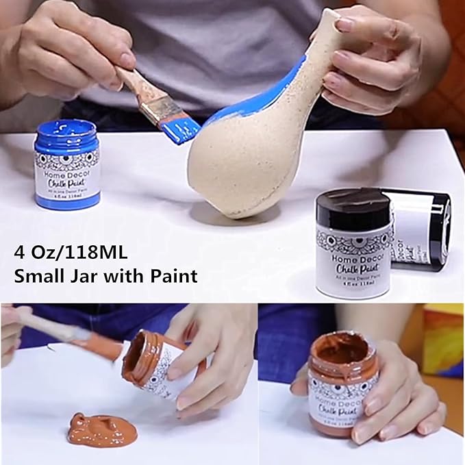 Non-Toxic Furniture Paint Vintage Chalk Paint for Wood/Metal/Glass, Indoor/Outdoor Use No Sanding & Primer Needed Matte Finish Cabinet Paint, Waterbased | Acrylic | Crafts for DIY Projects 4oz/118ml (Sea)