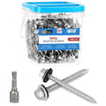 FMhotu Metal Roofing Screws #10×2Inch, 500-PCS, Hex Head Rustpert Coating Sheet Metal to Wood Siding Screw with EPDM Rubber Washer, Sharp Point, Hex Socket Included