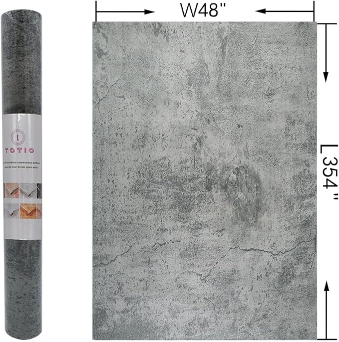 48x354inch Extra Wide Concrete Cement Texture Wallpaper Peel and Stick Dark Grey Countertop Contact Paper Matte Thicken Adhesive Waterproof Vinyl Wall Sticker for Bedroom Living Room [Cement Gray]