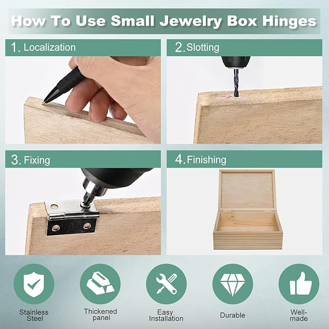 14 Sets Small Hinges with Screws, Stainless Steel Jewelry Box Hardware Hinges Silver, 1 Inch Mini Hinges for Wooden Box, Miniature Folding Butt Hinges, Small Hinge Metal