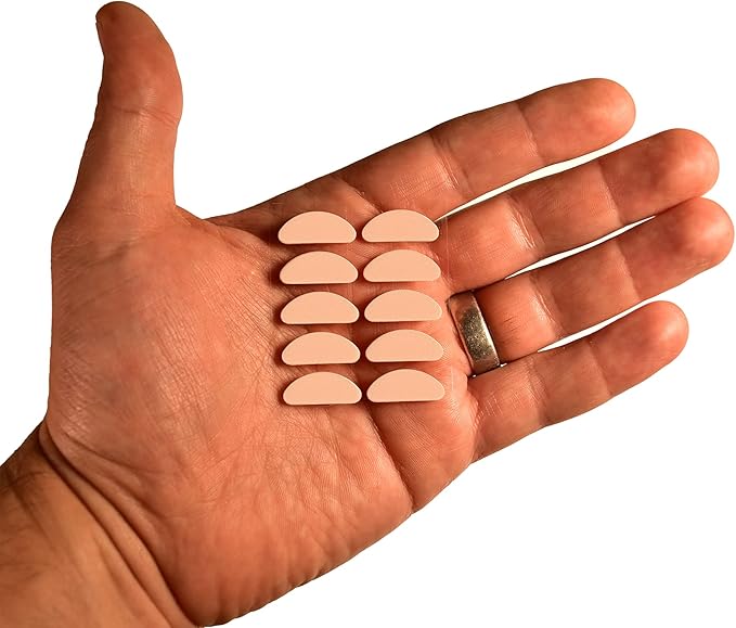 GMSO Ultra-Thin Quality Adhesive Halfmoon Black Foam Nose Pads - Removes Soreness - Large (19mm x 8mm x 1mm) (5 Pair, Peach)