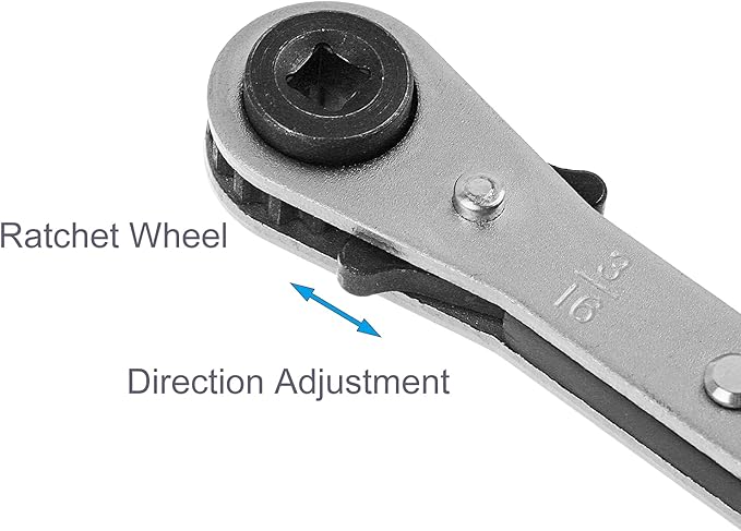 HVAC Service Wrench, Refrigeration Wrench With 2 Pcs HVAC Hexagon Bit Adapter, Premium AC Tools for HVAC, Refrigeration Equipment Repair (3/16”, 1/4”, 5/16”, 3/8”)