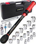 1/2" Drive Click Torque Wrench Set-10-170 Ft-lb, +/-3% Accuracy, 22-Piece | 72-Tooth Dual Direction, Metric 8–24mm Sockets for Automotive Lug Nut, Suspension & Engine Maintenance, ISO 6789 Certified