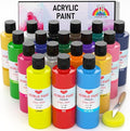 Smallbudi 18 Colors Large Acrylic Paint Set (8.45 oz, 250 ml), Bulk Acrylic Paint Non-Toxic Art Painting Supplies on Multi Surface Canvas Wood Craft Fabric Rock for Artist Beginner with Color Wheel