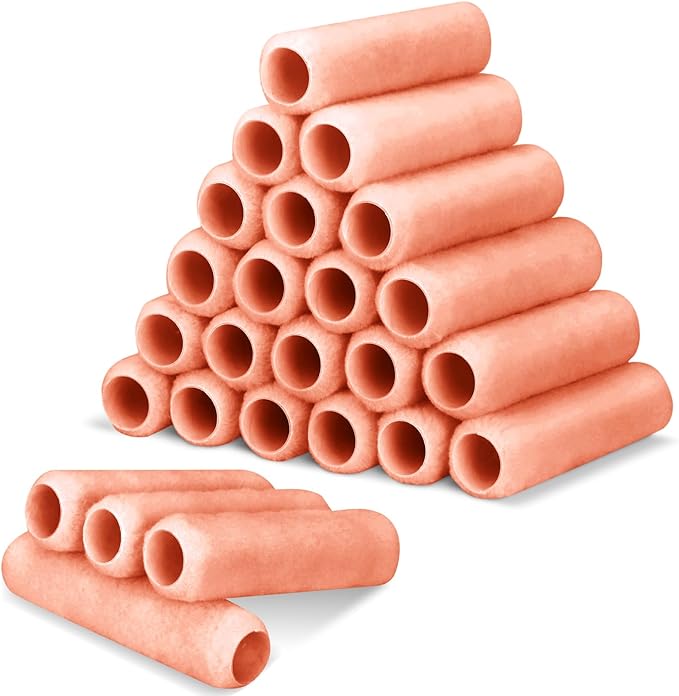 Gisafai 24 Pcs Paint Roller Covers Paint Rollers for Painting Walls Roller Paint Brush 3/8 Inch Nap Microfiber Roller Naps House Painting Supplies Paint Roller Kit for Walls Ceilings (Orange,9 Inch)