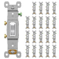 Self-Grounding ON Off Toggle, Residential Grade, UL Listed, Quickwire Push-in & Side Wired (White, 20 Pack)