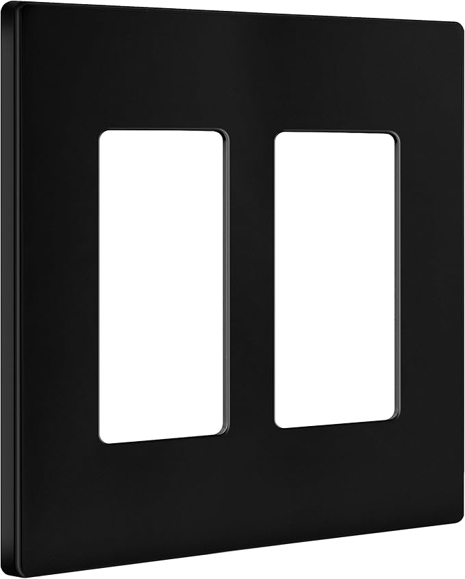 ENERLITES Screwless Decorator Wall Plates Child Safe Outlet Covers, Size 2-Gang 4.68" H x 4.73" L, Polycarbonate Thermoplastic, SI8832-BK-10PCS, Glossy, Black (10 Pack)