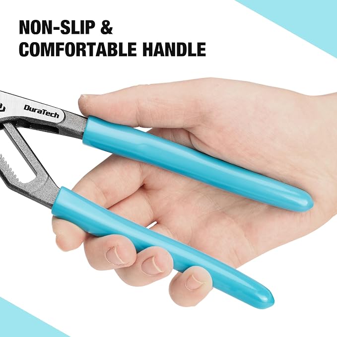 DURATECH 3-Piece Water Pump Pliers Set(8", 10", 12"), Groove Joint Pliers | Quick-Adjust, Slide-to-Unlock Mechanism, V-Jaw Design, Cr-V Steel, For Plumbing, Automotive, and Household Repairs