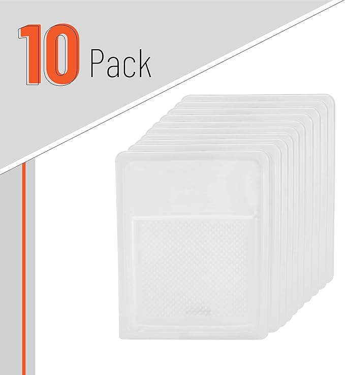 Bates Choice- Bates- Paint Tray Liner, 9 Inch, 10 pcs, White Paint Pans Trays, Paint Roller Tray, Roller Tray Liners