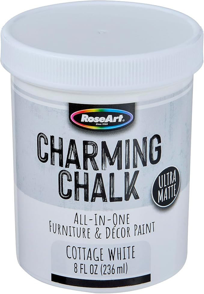 Charming Chalk All-In-One Furniture & Décor Paint - 8oz Cottage White, Ultra Matte Chalk Finish Paint, Ideal For All Techniques Including Distressing, No Prep Needed, Made In USA