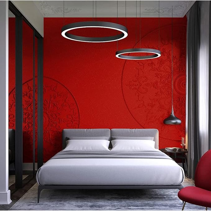 Red Peel and Stick Self Adhesive Wallpaper Countertop Contact Paper | Removable Embossed Silk Waterproof Bathroom Wallpaper 15.7" X 118" Kitchen Vinyl Wrap for Cabinet Shelf Liner Paper