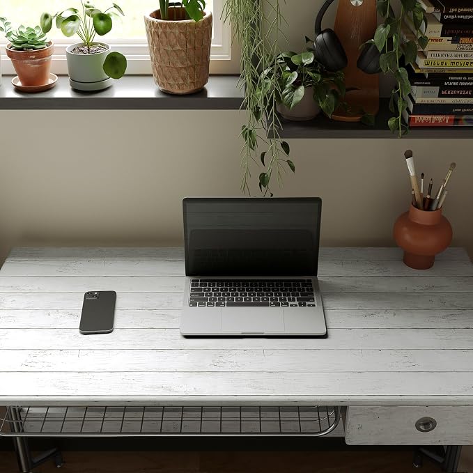 Shiplap Peel and Stick Wallpaper, Contact Paper for Classroom Home Decor | with Tools Self-Adhesive White Wood Plank Film, Farmhouse Decor for Bulletin Board Desk Cabinet & Home Renovation 17.7"x118"