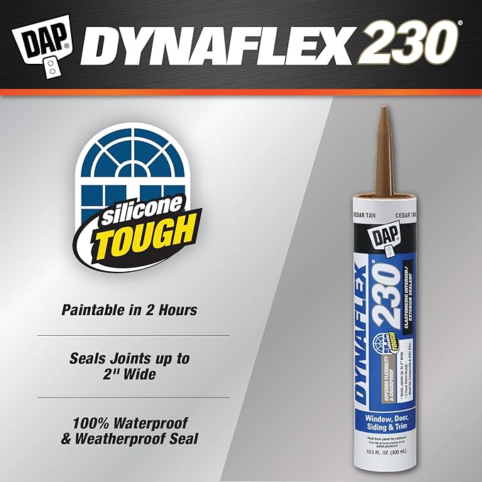 12 Pack of 10.1 oz Dap 18412 Dynaflex 230 Cedar Tan Premium Window, Door, and Trim Sealant