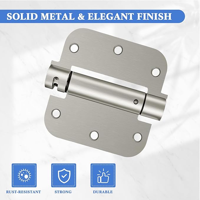 Yaocom 10 Pcs Self Closing Door Hinge 3.5'' Spring Loaded Hinges Automatic Door Closer Hinge Adjustable Tension for Garage, 5/8'' Radius Corners(Silver,3.5'')