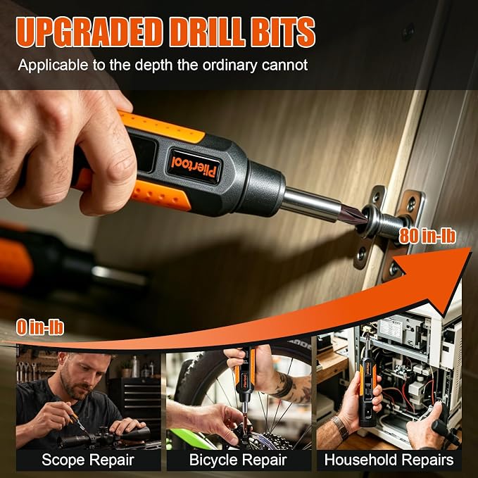 13Pcs Preset Torque Screwdriver Wrench Driver Set 10-80 Inch Pound | 1/4” Drive Torque Wrench Screwdriver Set with S2 Bits for Maintenance, Tools, Bike Repairing and Mounting